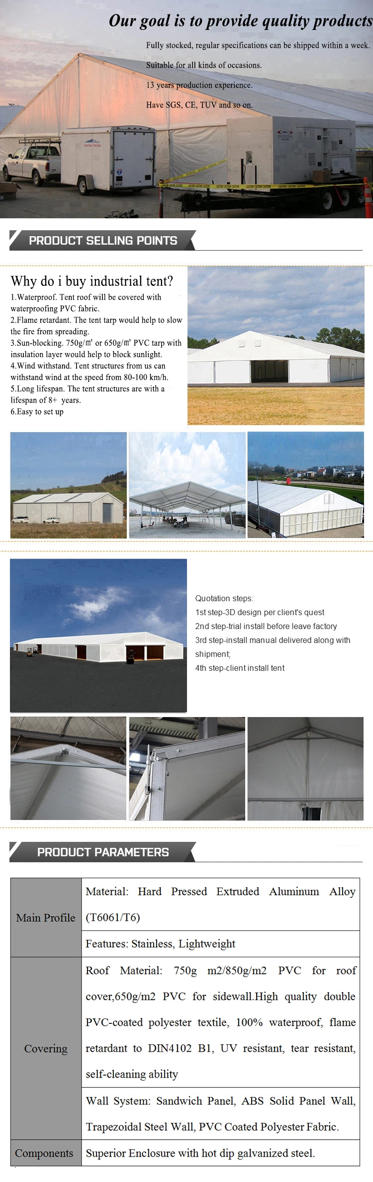 High Quality Outdoor Large Marquee Transparent PVC Wedding Clear Roof Party Event Tent